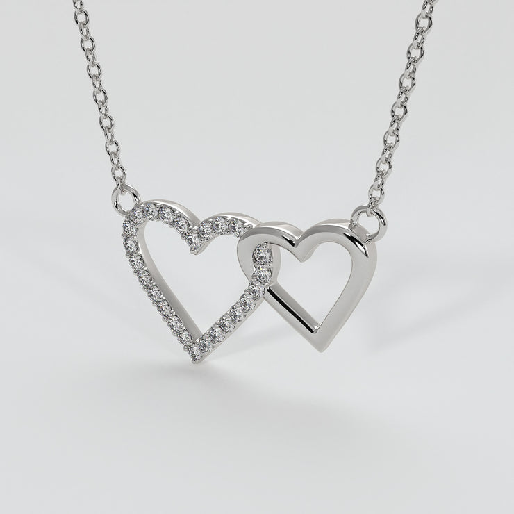 Diamond Interlocking Hearts Necklace In White Gold Designed by FANCI Bespoke Fine Jewellery