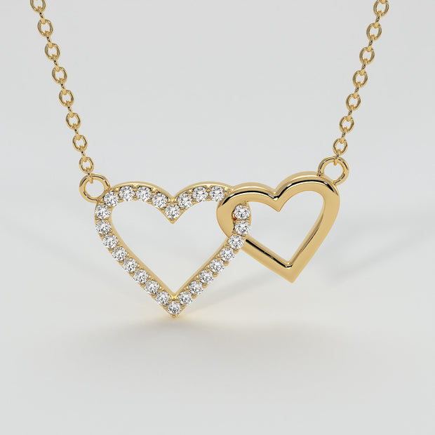 Diamond Interlocking Hearts Necklace In Yellow Gold Designed by FANCI Bespoke Fine Jewellery
