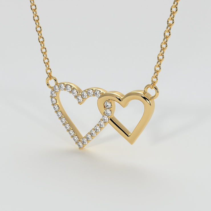 Diamond Interlocking Hearts Necklace In Yellow Gold Designed by FANCI Bespoke Fine Jewellery