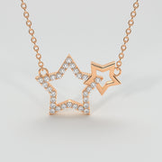 Diamond Interlocking Stars Necklace In Rose Gold Designed by FANCI Bespoke Fine Jewellery