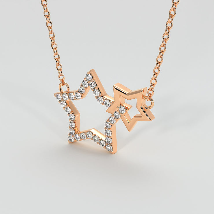Diamond Interlocking Stars Necklace In Rose Gold Designed by FANCI Bespoke Fine Jewellery