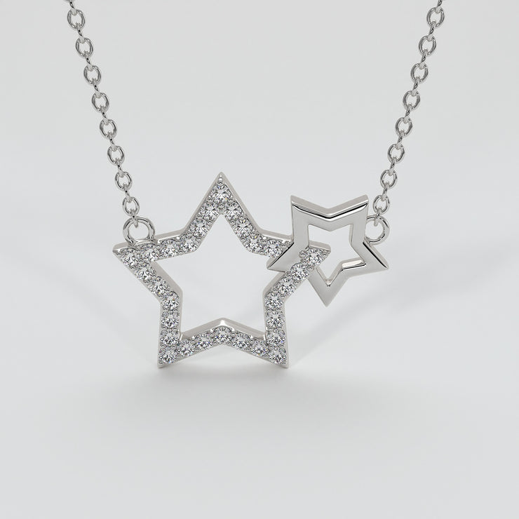 Diamond Interlocking Stars Necklace In White Gold Designed by FANCI Bespoke Fine Jewellery