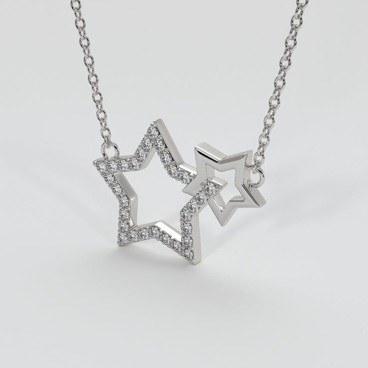Diamond Interlocking Stars Necklace In White Gold Designed by FANCI Bespoke Fine Jewellery