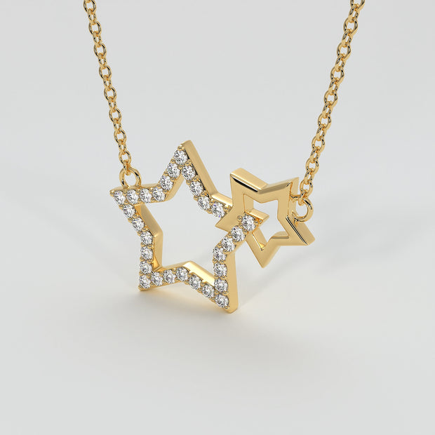 Diamond Interlocking Stars Necklace In Yellow Gold Designed by FANCI Bespoke Fine Jewellery