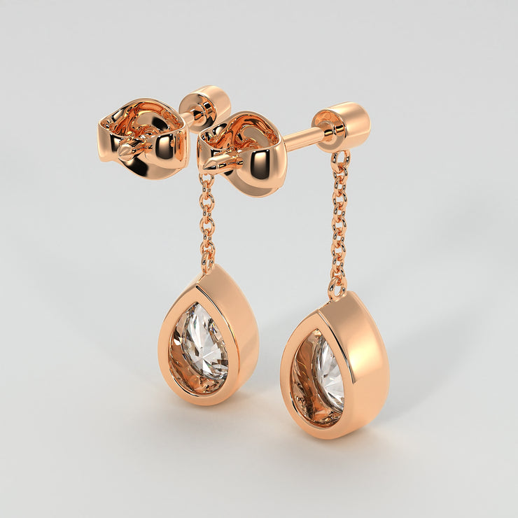 Diamond Pears Drop Earrings In Rose Gold Designed by FANCI Bespoke Fine Jewellery