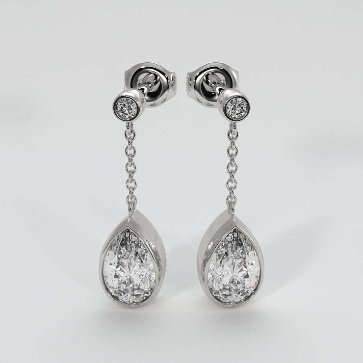 Diamond Pears Drop Earrings