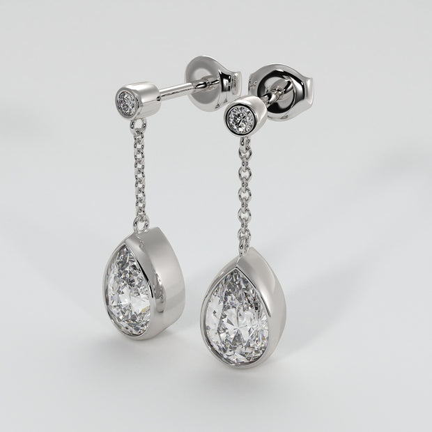 Diamond Pears Drop Earrings In White Gold Designed by FANCI Bespoke Fine Jewellery