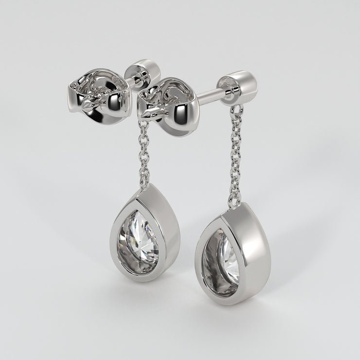 Diamond Pears Drop Earrings In White Gold Designed by FANCI Bespoke Fine Jewellery