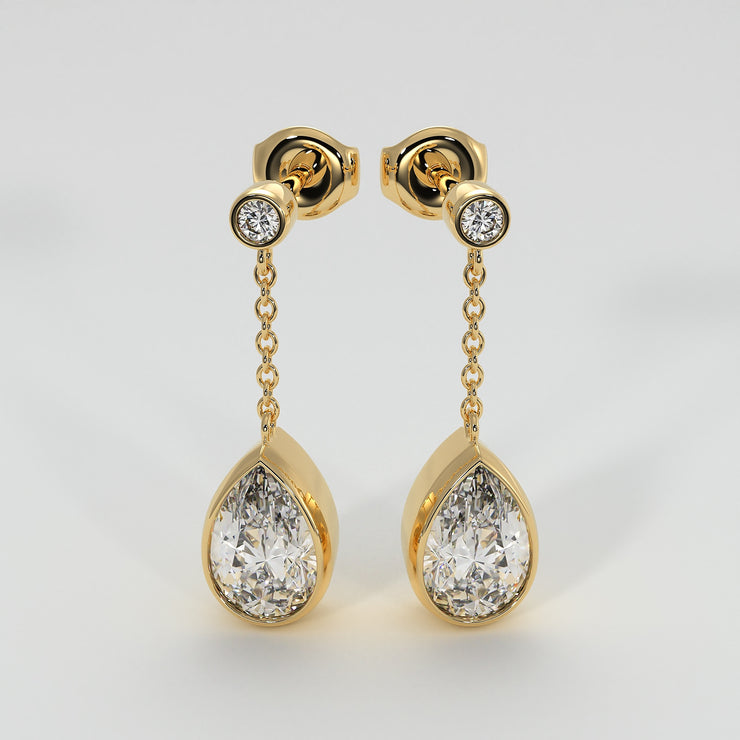 Diamond Pears Drop Earrings