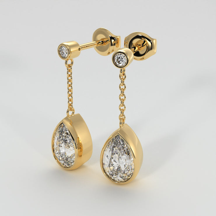 Diamond Pears Drop Earrings In Yellow Gold Designed by FANCI Bespoke Fine Jewellery