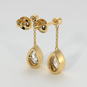 Diamond Pears Drop Earrings In Yellow Gold Designed by FANCI Bespoke Fine Jewellery