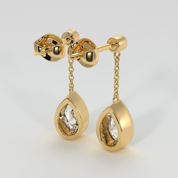 Diamond Pears Drop Earrings In Yellow Gold Designed by FANCI Bespoke Fine Jewellery