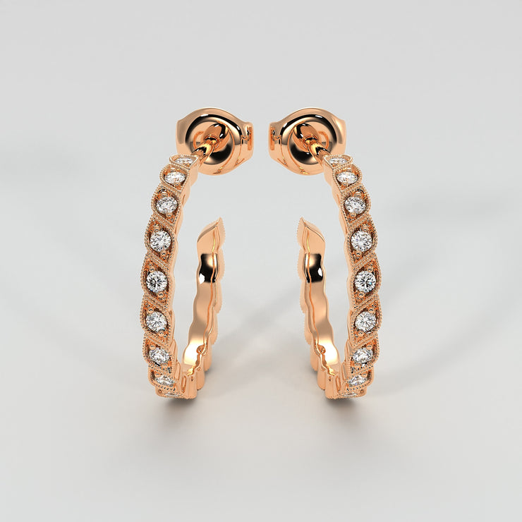 Diamond Petal Earrings In Rose Gold Designed by FANCI Bespoke Fine Jewellery