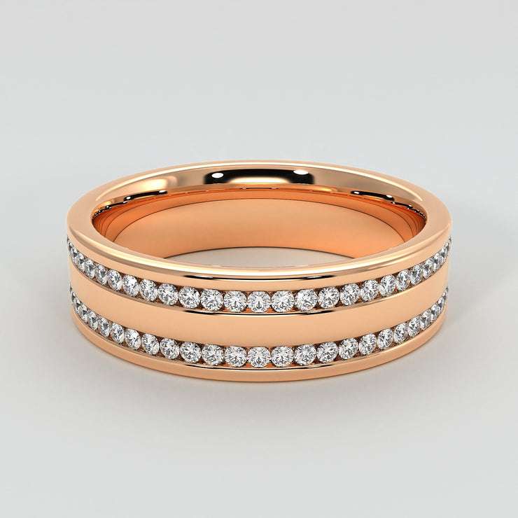 Double Row Channel Set Diamond Ring In Rose Gold Designed by FANCI Bespoke Fine Jewellery