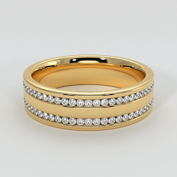 Double Row Channel Set Diamond Ring In Yellow Gold Designed by FANCI Bespoke Fine Jewellery
