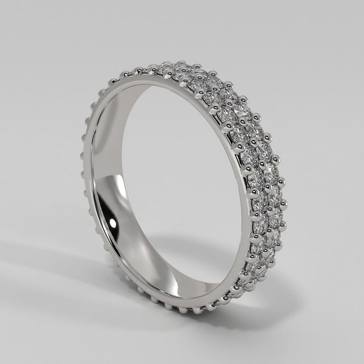 Double Row Claw Set Diamond Eternity Ring In Rose White Designed by FANCI Bespoke Fine Jewellery