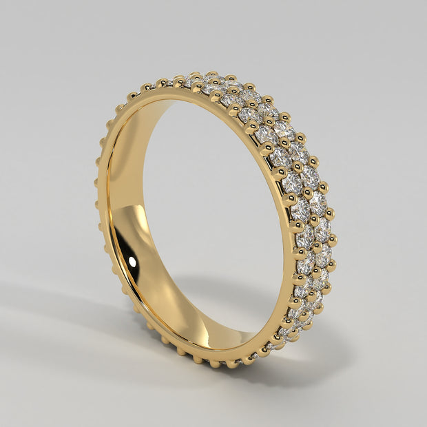 Double Row Claw Set Diamond Eternity Ring In Rose Yellow Designed by FANCI Bespoke Fine Jewellery