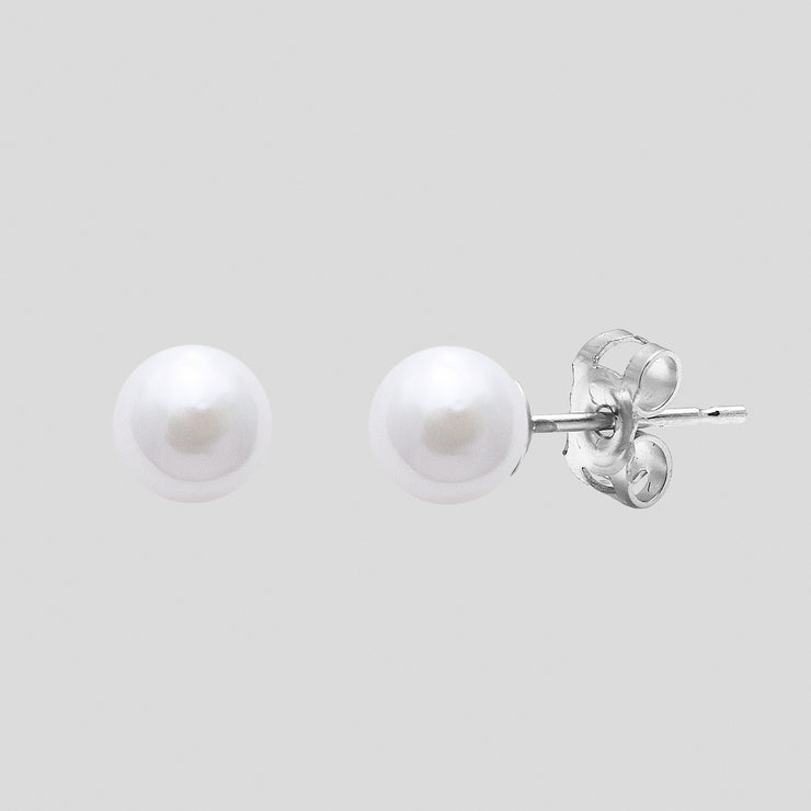 White 4-4.5mm cultured akoya pearl earring studs on 18ct white or yellow gold by FANCI bespoke fine jewellery