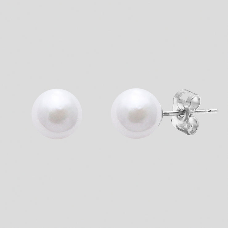 White 5-5.5mm cultured akoya pearl earring studs on 18ct white or yellow gold by FANCI bespoke fine jewellery