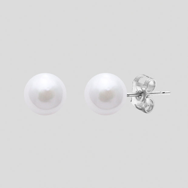 White 6-6.5mm cultured akoya pearl earring studs on 18ct white or yellow gold by FANCI bespoke fine jewellery