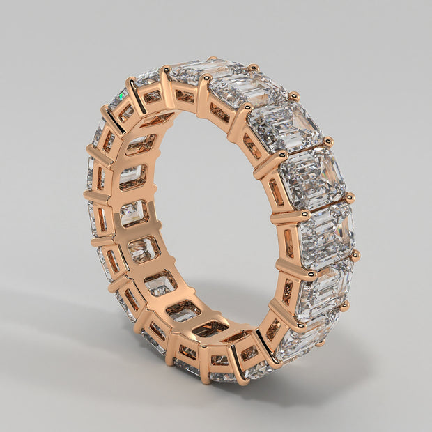 Emerald Cut Diamond Eternity Ring In Rose Gold Designed by FANCI Bespoke Fine Jewellery