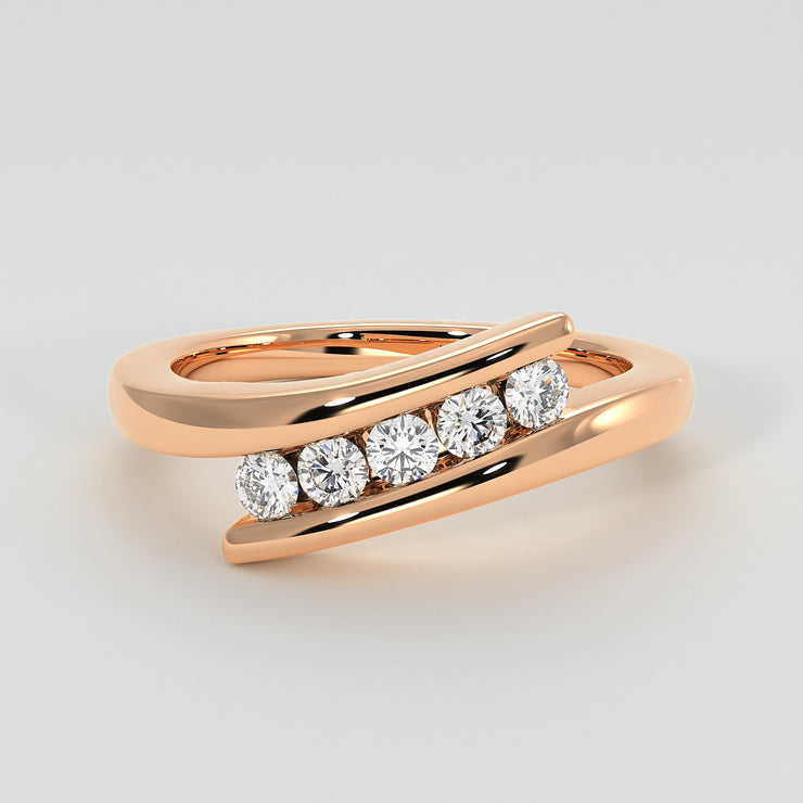 Five Diamond Engagement Ring In Rose Gold Designed by FANCI Bespoke Fine Jewellery