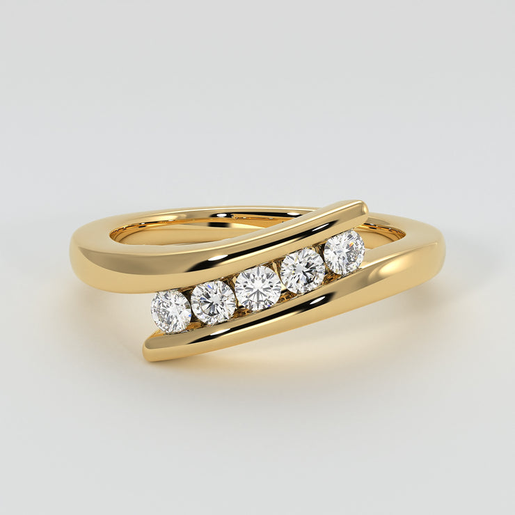 Five Diamond Engagement Ring In Yellow Gold Designed by FANCI Bespoke Fine Jewellery