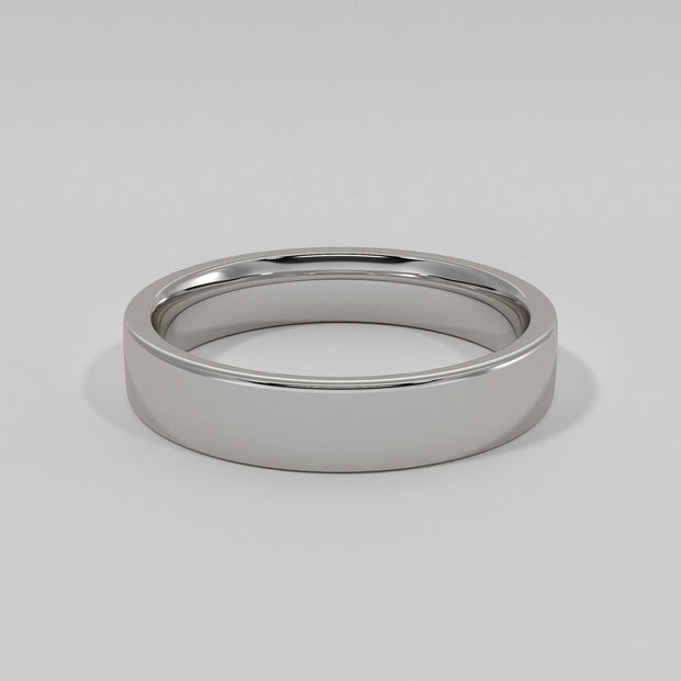 Flat Court Medium Width Wedding Band In White Gold Designed by FANCI Bespoke Fine Jewellery