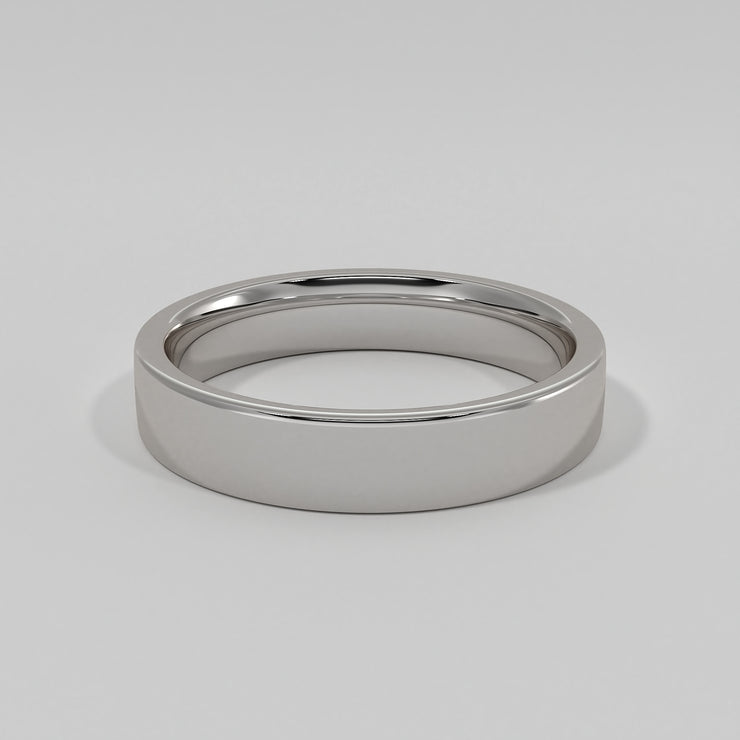 Flat Court Medium Width Wedding Band In White Gold Designed by FANCI Bespoke Fine Jewellery