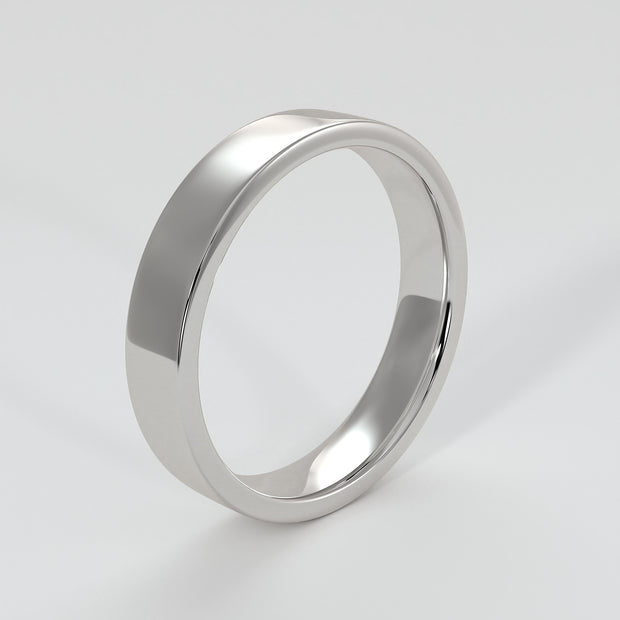 Flat Court Medium Width Wedding Band In White Gold Designed by FANCI Bespoke Fine Jewellery