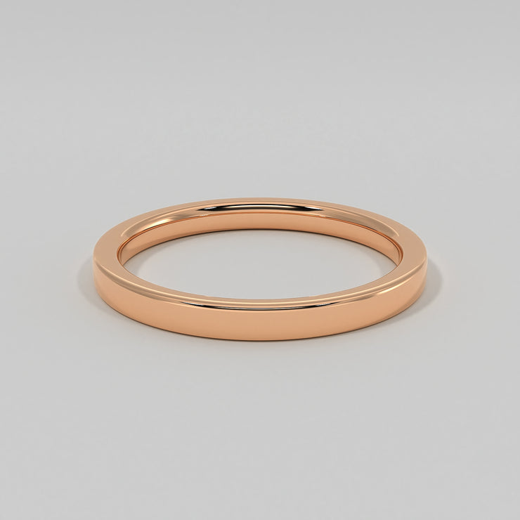 Flat Court Narrow Width Wedding Band In Rose Gold Designed by FANCI Bespoke Fine Jewellery