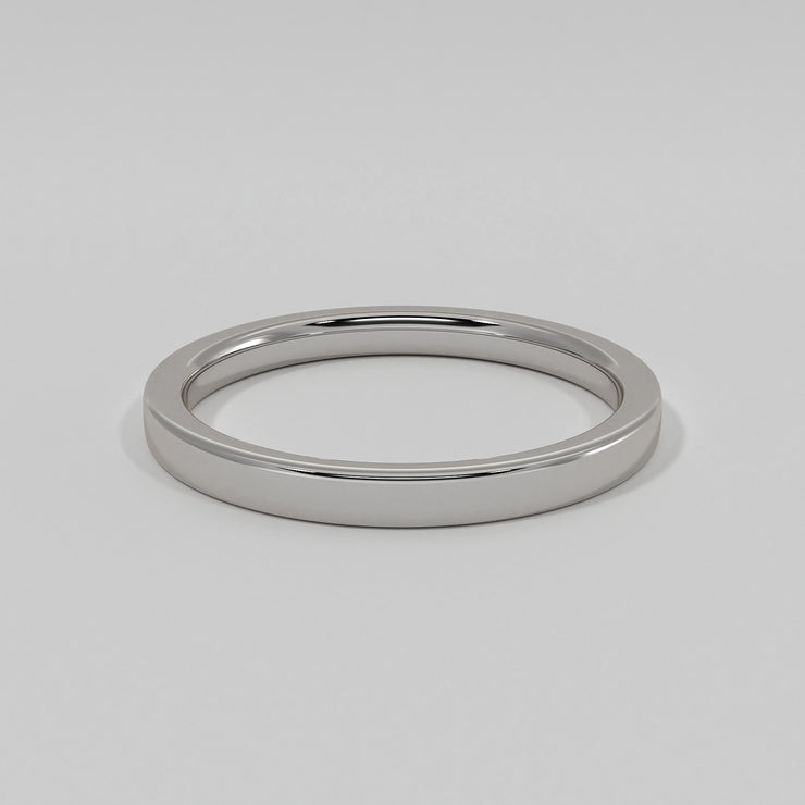 Flat Court Narrow Width Wedding Band In White Gold Designed by FANCI Bespoke Fine Jewellery