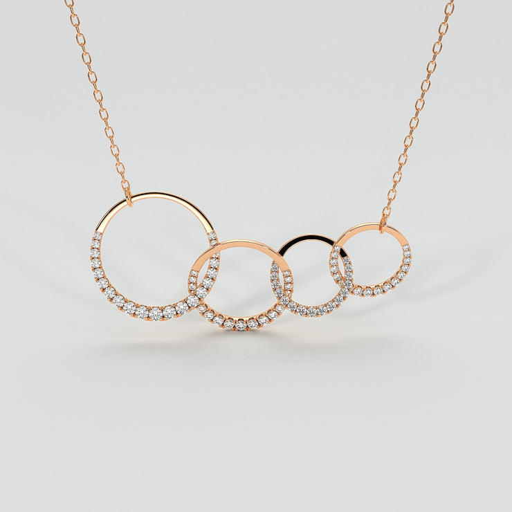 Four Hoop Diamond Necklace In Rose Gold Designed by FANCI Bespoke Fine Jewellery