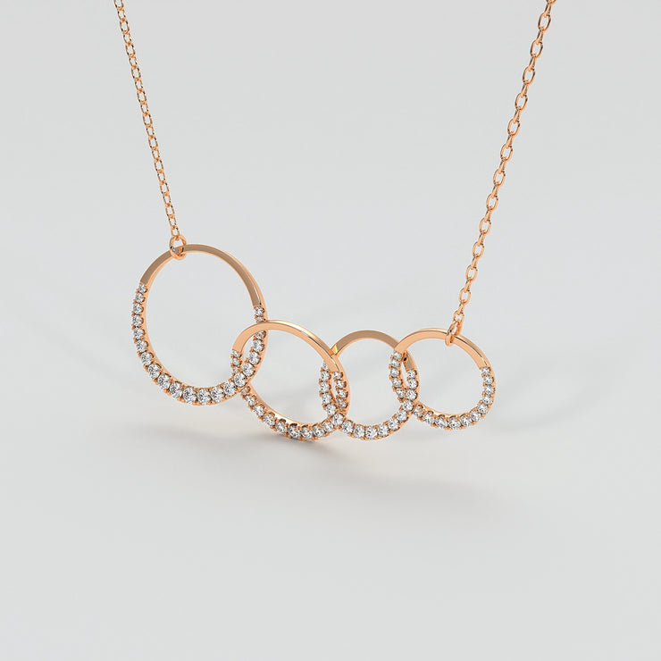 Four Hoop Diamond Necklace In Rose Gold Designed by FANCI Bespoke Fine Jewellery