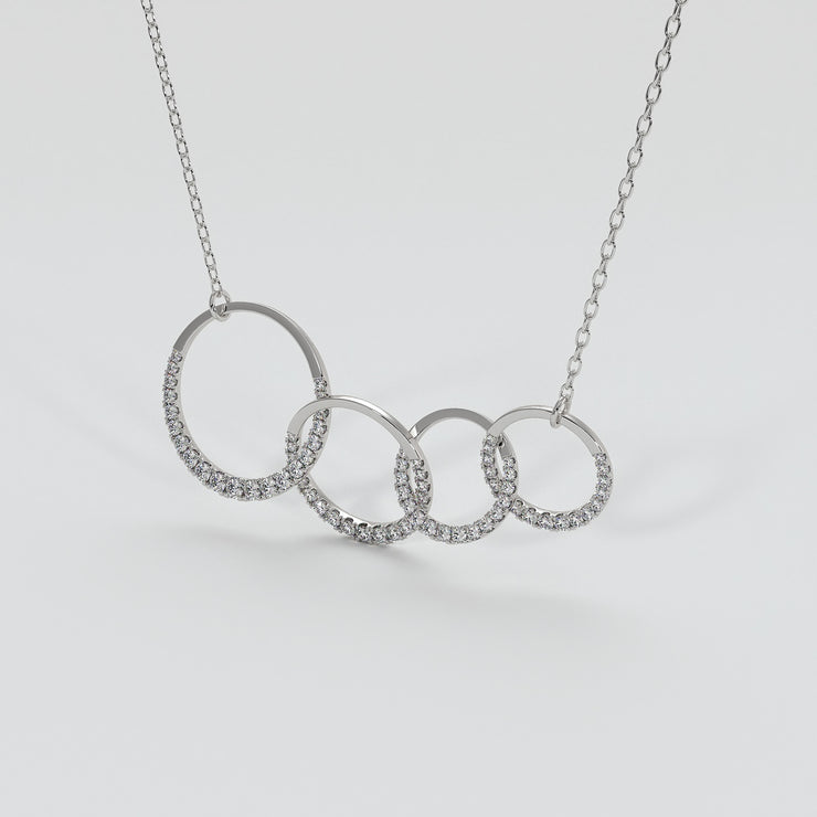 Four Hoop Diamond Necklace In White Gold Designed by FANCI Bespoke Fine Jewellery