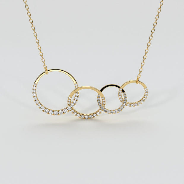 Four Hoop Diamond Necklace In Yellow Gold Designed by FANCI Bespoke Fine Jewellery