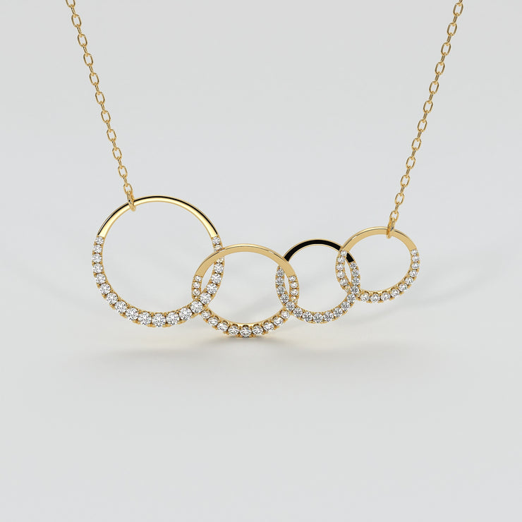 Four Hoop Diamond Necklace In Yellow Gold Designed by FANCI Bespoke Fine Jewellery