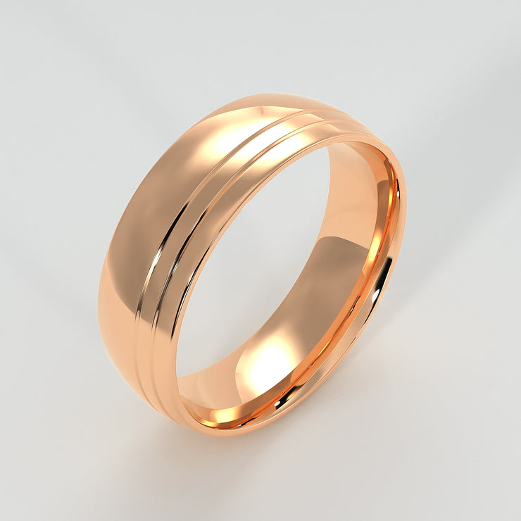 Gentleman’s Offset Tramlines Ring In Rose Gold Designed by FANCI Bespoke Fine Jewellery
