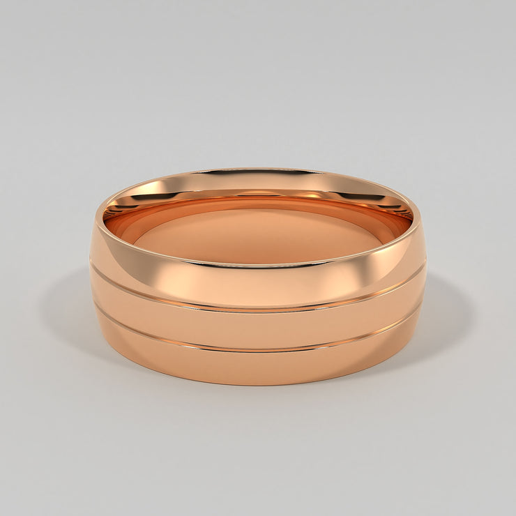 Gentleman’s Tramlines Ring In Rose Gold Designed by FANCI Bespoke Fine Jewellery