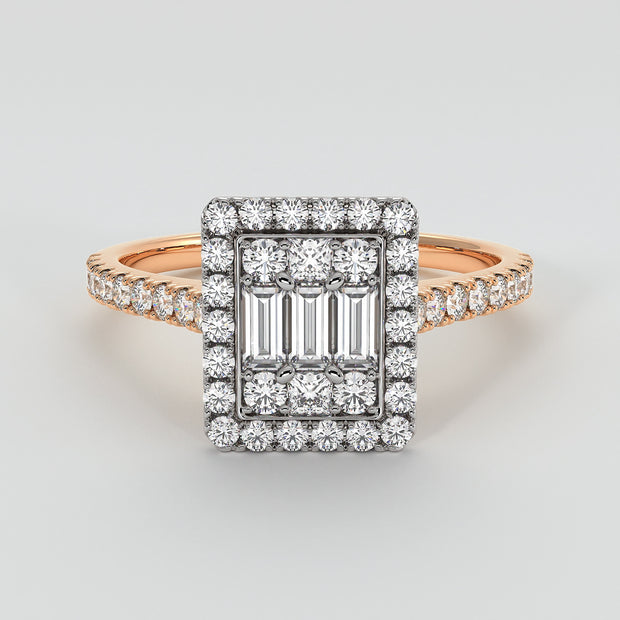 Illusion Set Diamond Engagement Ring In Rose Gold Designed by FANCI Bespoke Fine Jewellery