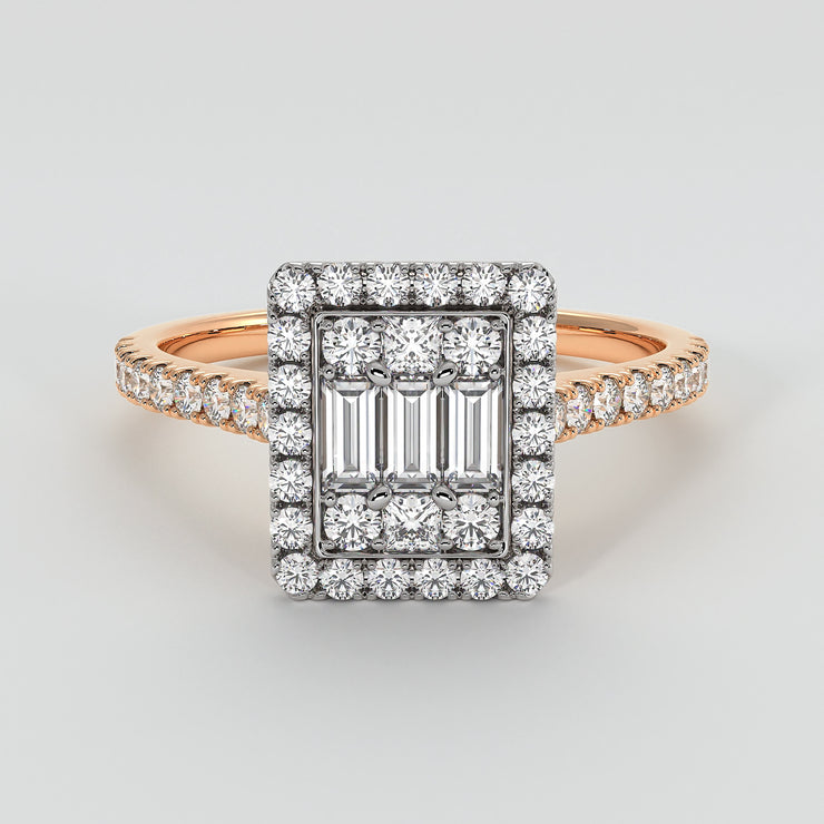 Illusion Set Diamond Engagement Ring In Rose Gold Designed by FANCI Bespoke Fine Jewellery