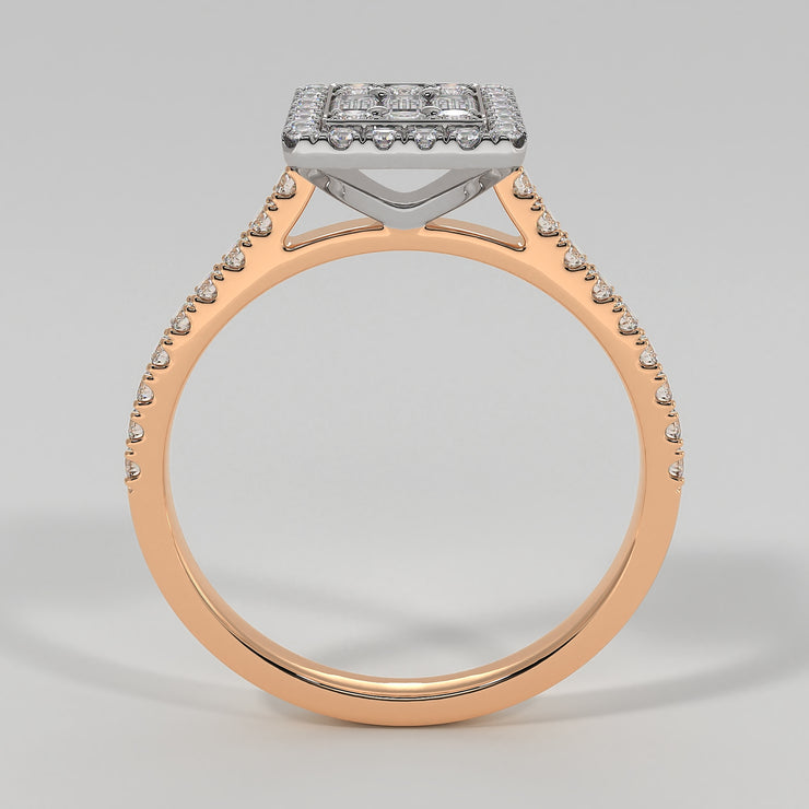 Illusion Set Diamond Engagement Ring In Rose Gold Designed by FANCI Bespoke Fine Jewellery