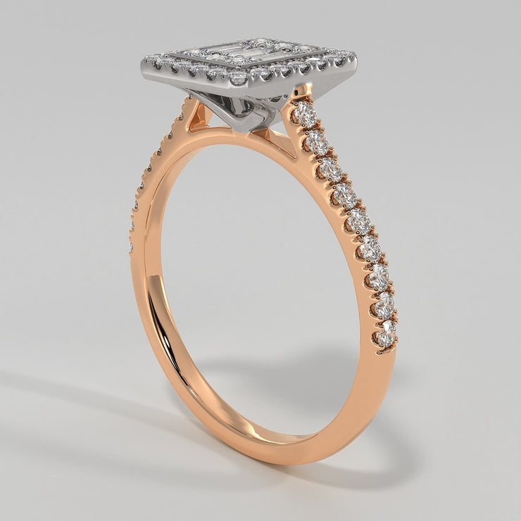 Illusion Set Diamond Engagement Ring In Rose Gold Designed by FANCI Bespoke Fine Jewellery