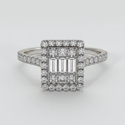 Illusion Set Diamond Engagement Ring In White Gold Designed by FANCI Bespoke Fine Jewellery