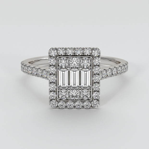 Illusion Set Diamond Engagement Ring In White Gold Designed by FANCI Bespoke Fine Jewellery