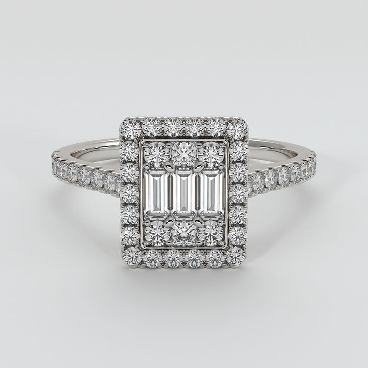 Illusion Set Diamond Engagement Ring In White Gold Designed by FANCI Bespoke Fine Jewellery