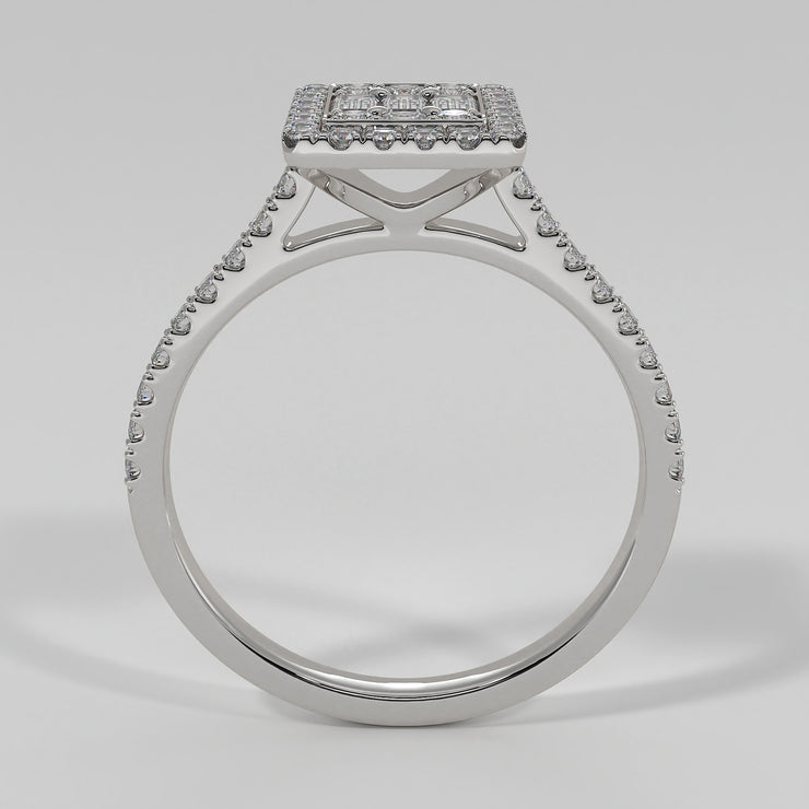 Illusion Set Diamond Engagement Ring In White Gold Designed by FANCI Bespoke Fine Jewellery