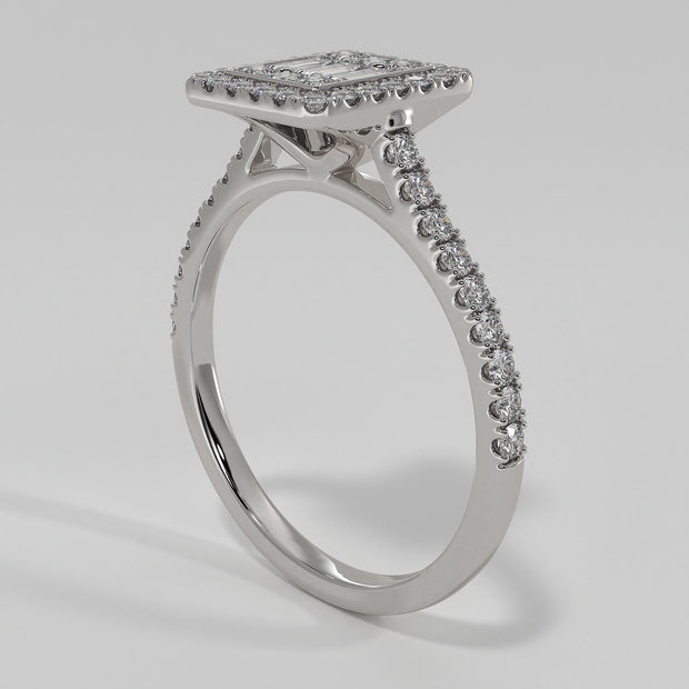 Illusion Set Diamond Engagement Ring In White Gold Designed by FANCI Bespoke Fine Jewellery