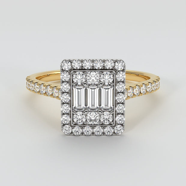 Illusion Set Diamond Engagement Ring In Yellow Gold Designed by FANCI Bespoke Fine Jewellery