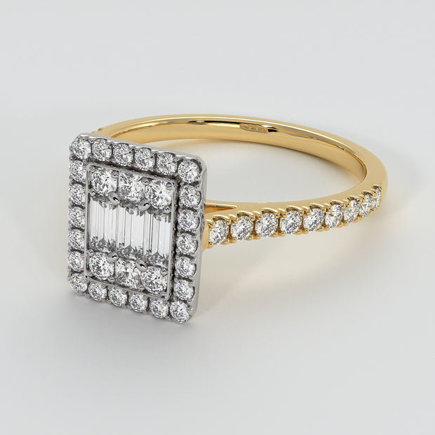 Illusion Set Diamond Engagement Ring In Yellow Gold Designed by FANCI Bespoke Fine Jewellery